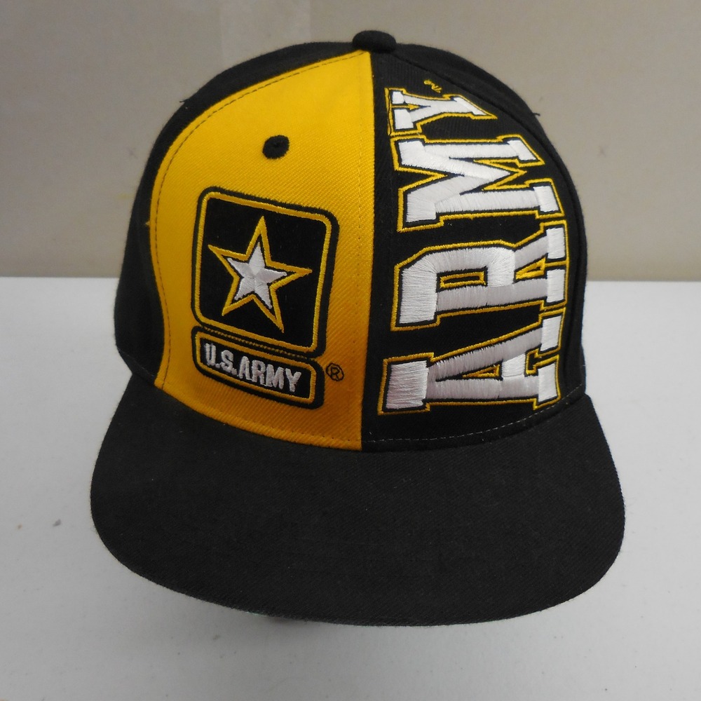 Rapid Dominance US Army Snapback Hat Black Yellow Embroidered Military Cap